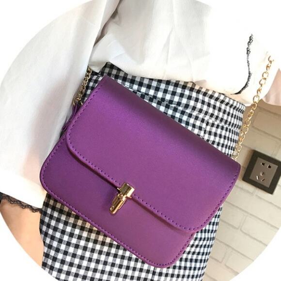 Deep Plum Gold Chain Crossbody Popular Fashion Bag - Picture 6 of 12